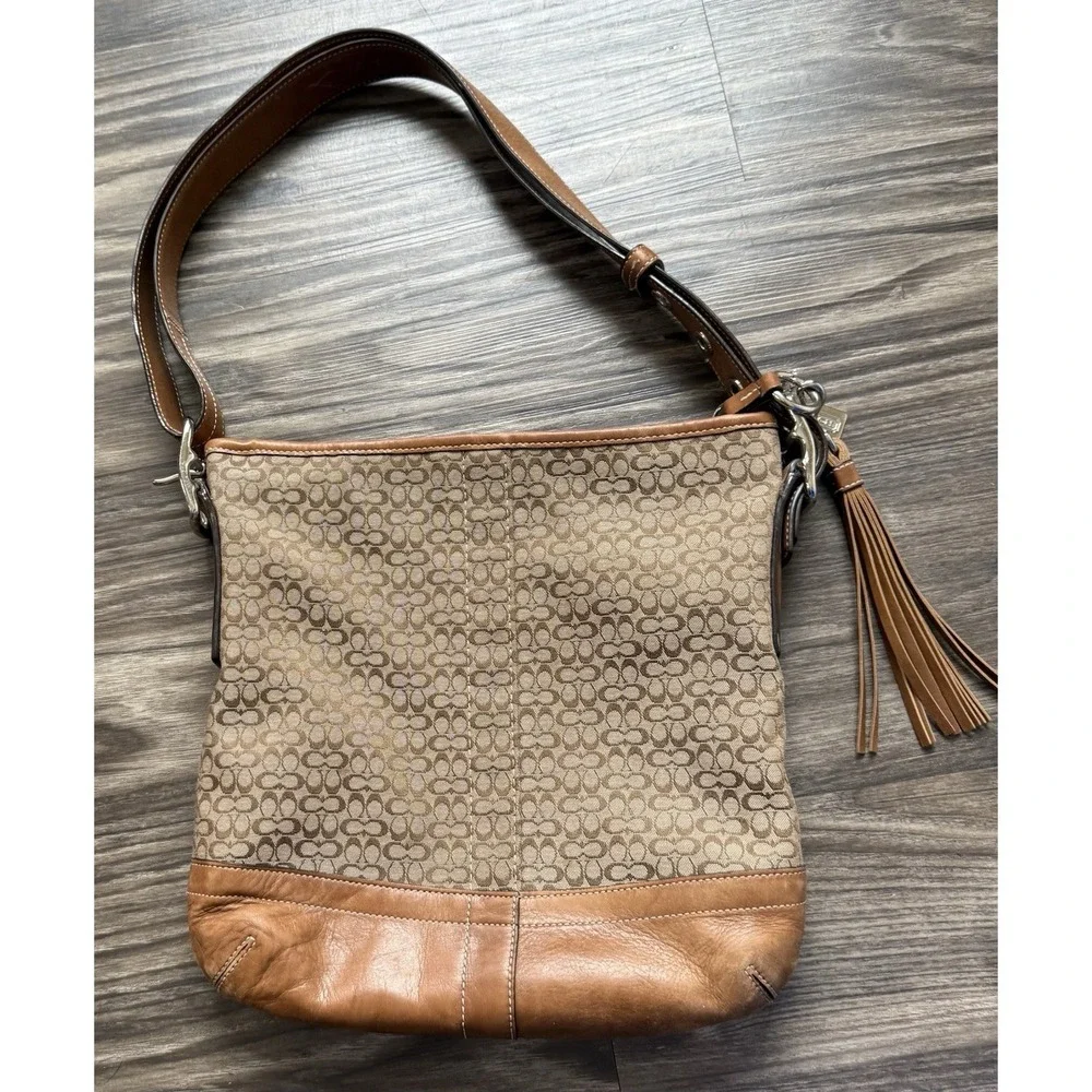 Vintage 2000s Y2K Coach Signature C Jacquard Purse Hobo Bag Old Money Clean Girl